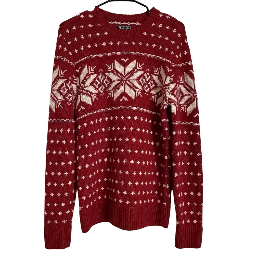 ABERCROMBIE & FITCH Mens Wool Cotton Fair Isle Sweater Size Small Nordic Alpine